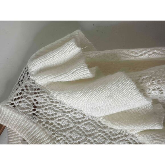 H&M Sweater Womens Size XXL Ivory White Pullover Longsleeve Ruffled Lacebook - Picture 5 of 10